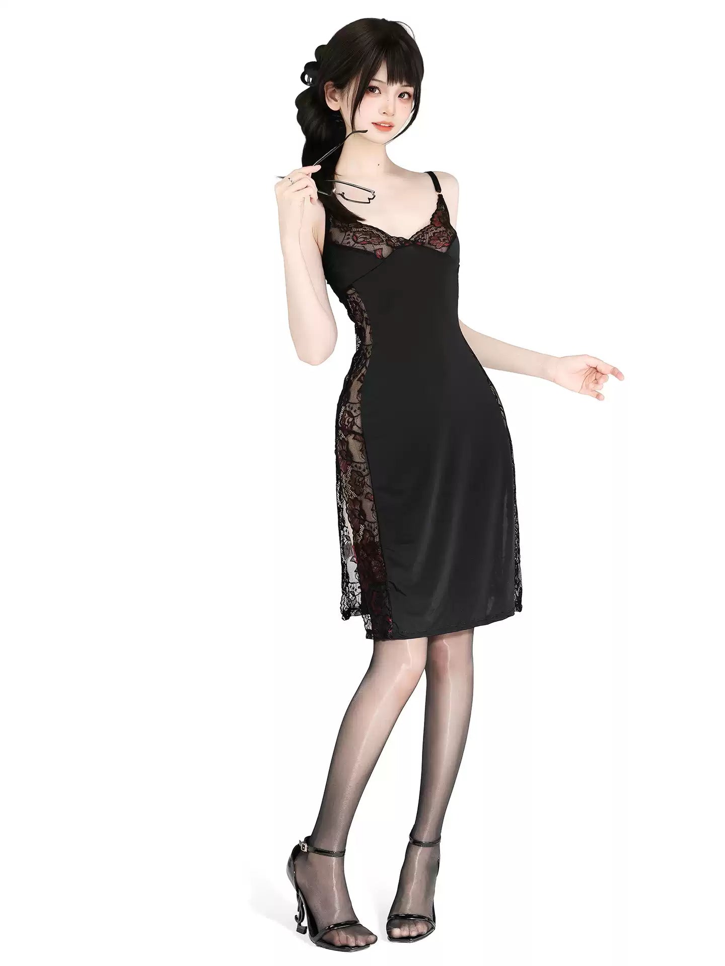 Moonlight Split Lace Chemise Nightgown - Exotic Wear BLESSSAFE