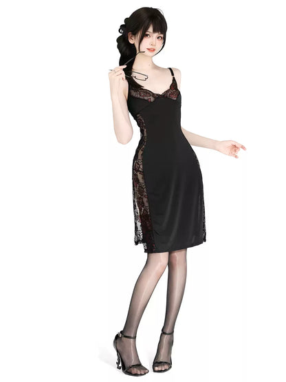 Moonlight Split Lace Chemise Nightgown - Exotic Wear BLESSSAFE