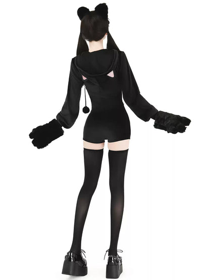 Kitten Imprint Plush Furry Bodysuit - Sexy Bedroom Outfits BLESSSAFE