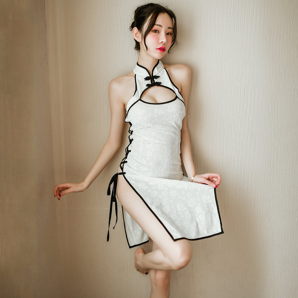 Sexy Chinese Split Cheongsam Dress Hot Hollow Out Qipao Lingerie for Women Blesssafe