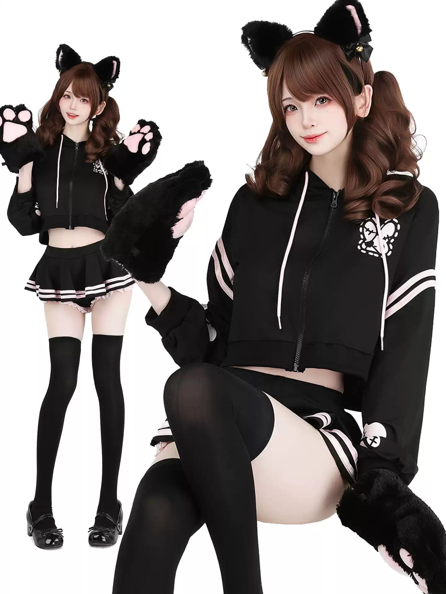 Secret Agent Bunny Crop Hoodie & Shorts Set - Loungewear BLESSSAFE