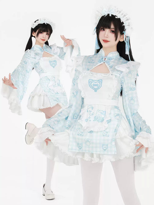 Creamy Neko Chinese Maid Costume Set - Roleplay Costumes BLESSSAFE