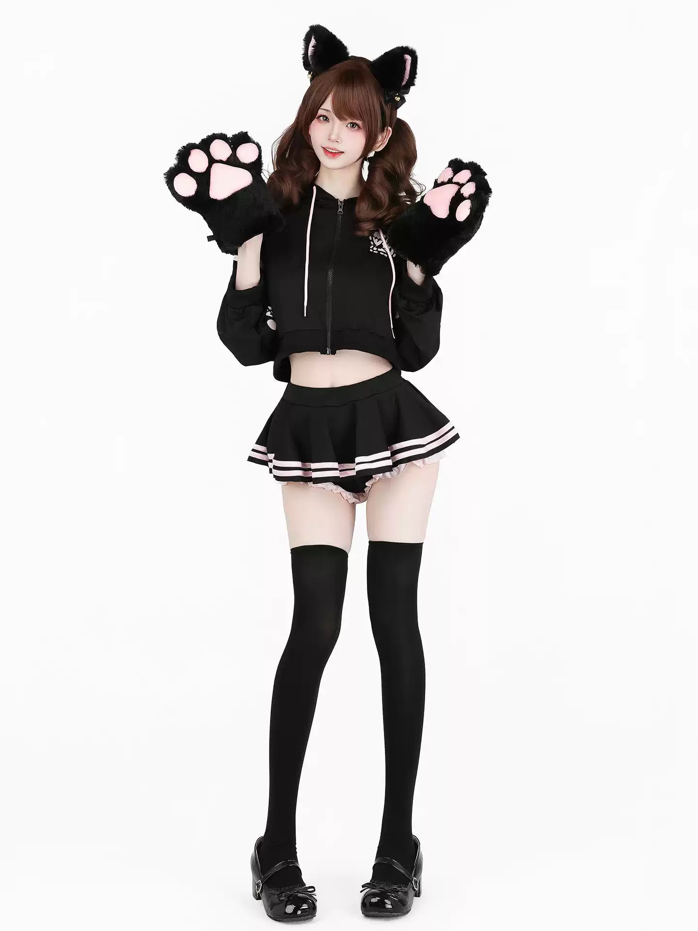 Secret Agent Bunny Crop Hoodie & Shorts Set - Loungewear BLESSSAFE
