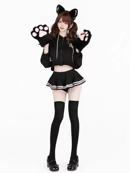 Secret Agent Bunny Crop Hoodie & Shorts Set - Loungewear BLESSSAFE