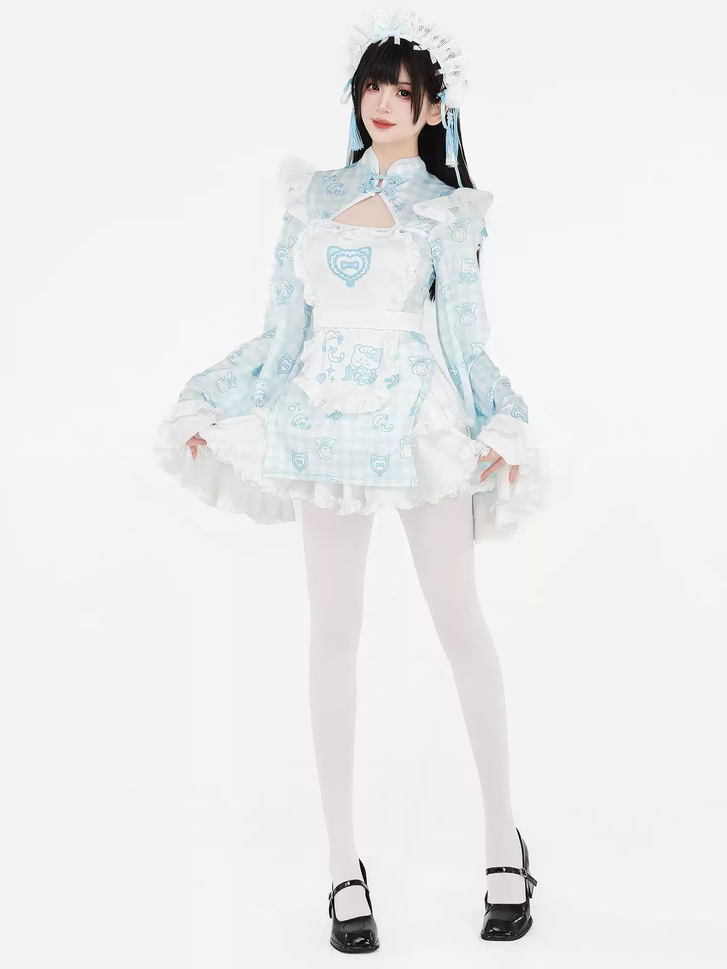 Creamy Neko Chinese Maid Costume Set - Roleplay Costumes BLESSSAFE