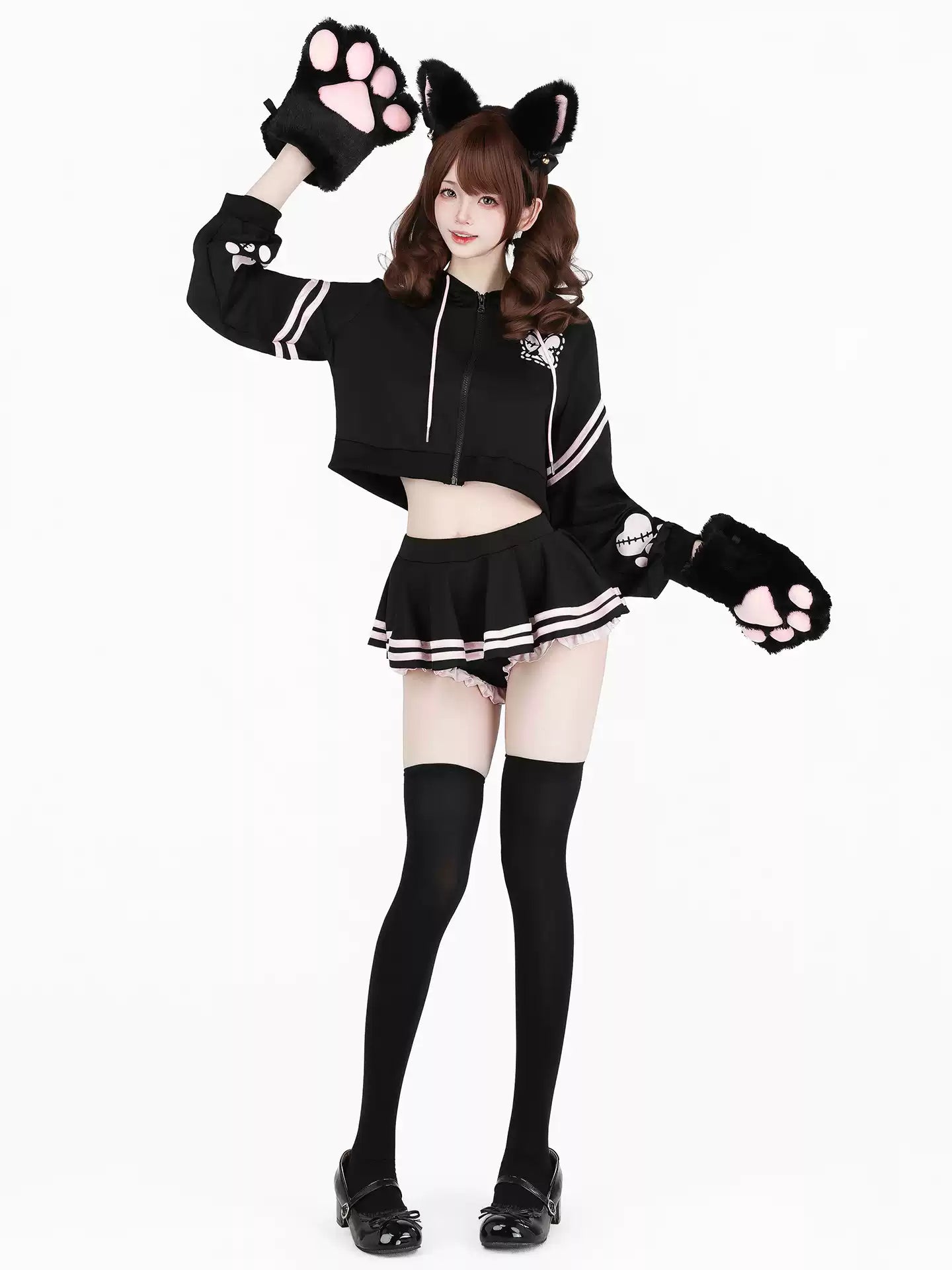 Secret Agent Bunny Crop Hoodie & Shorts Set - Loungewear BLESSSAFE
