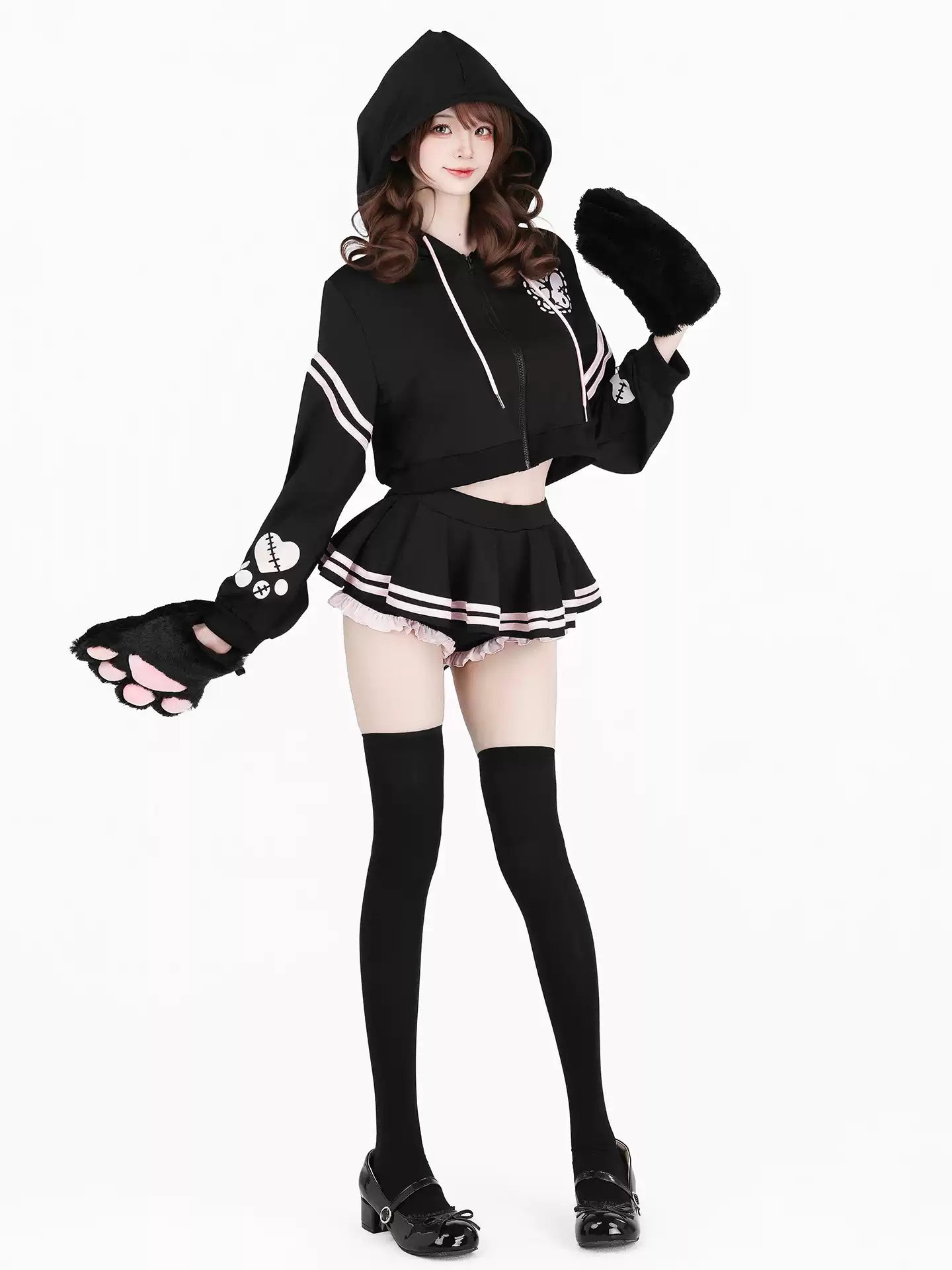 Secret Agent Bunny Crop Hoodie & Shorts Set - Loungewear BLESSSAFE