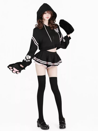 Secret Agent Bunny Crop Hoodie & Shorts Set - Loungewear BLESSSAFE