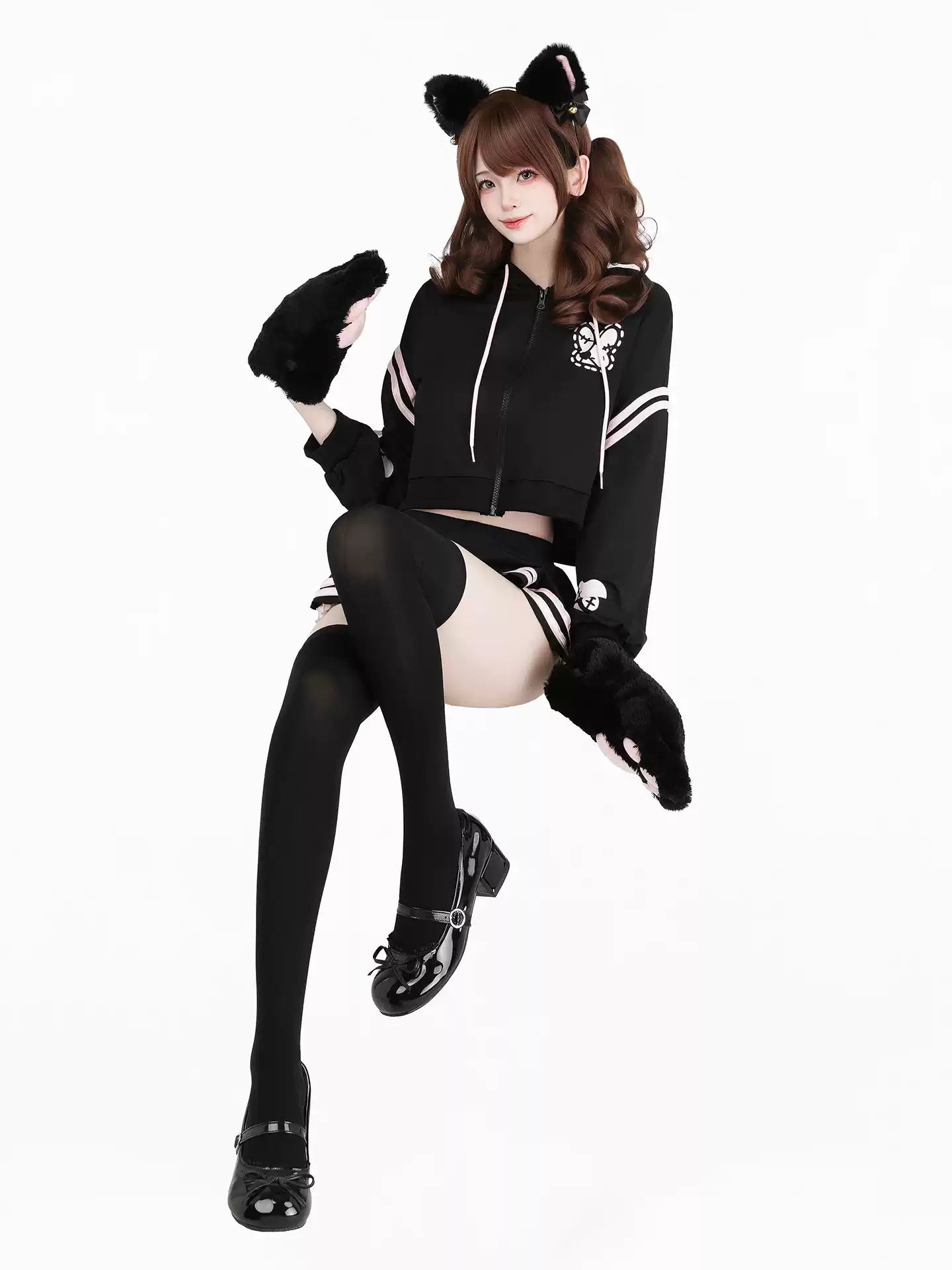 Secret Agent Bunny Crop Hoodie & Shorts Set - Loungewear BLESSSAFE