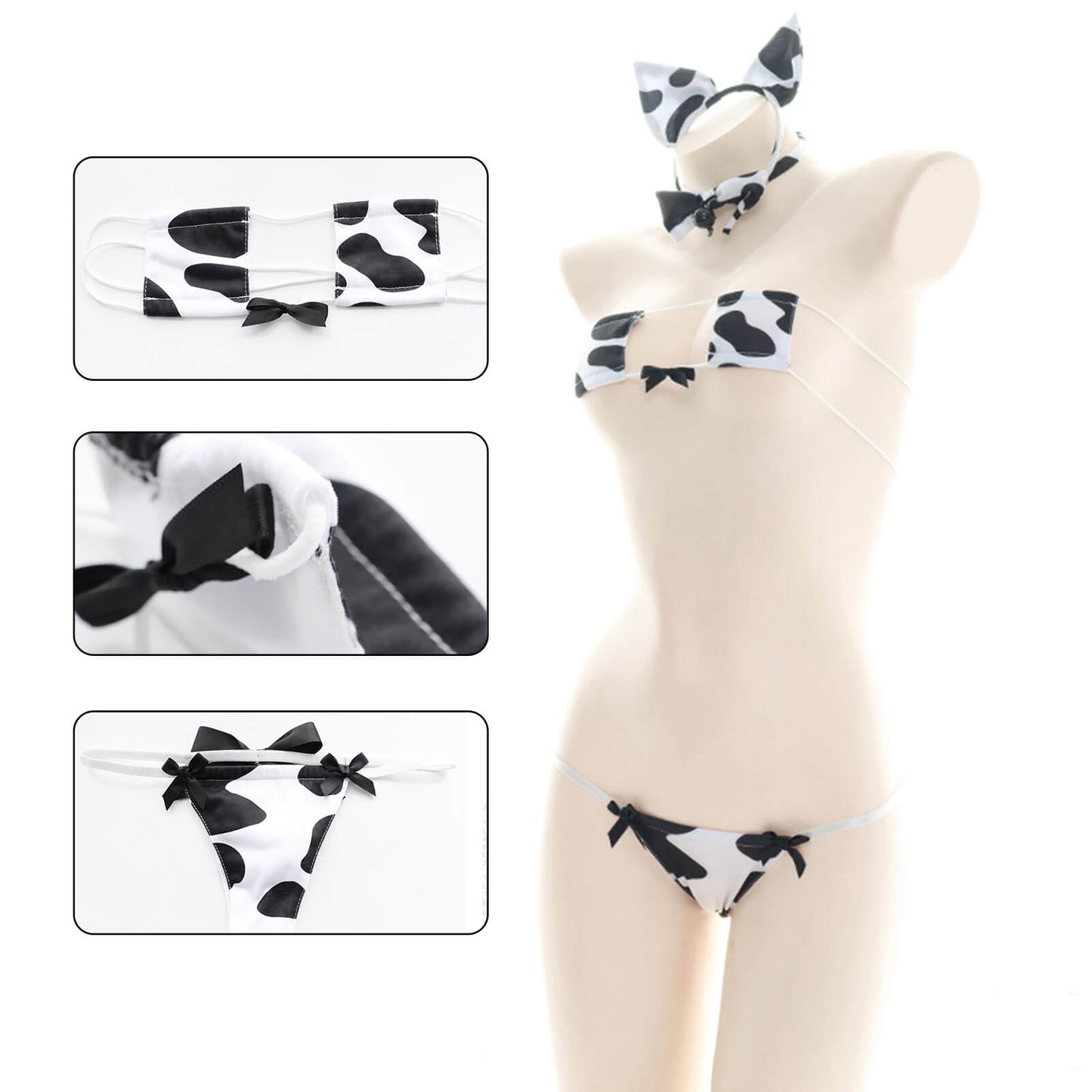 Cow Print Square Anime Lingerie Lolita Japanese Cosplay Bikini Costume Set Blesssafe