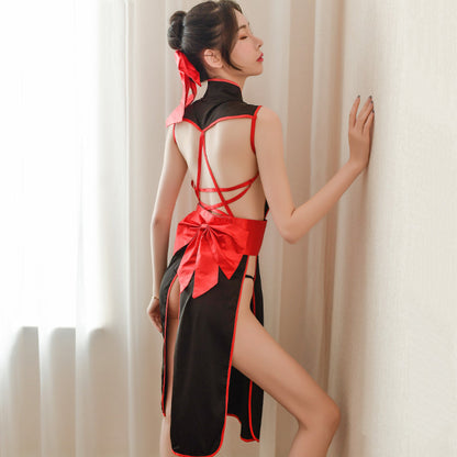 Chinese Cheongsam High Split Cross Back Strappy Anime Cosplay Costume Blesssafe
