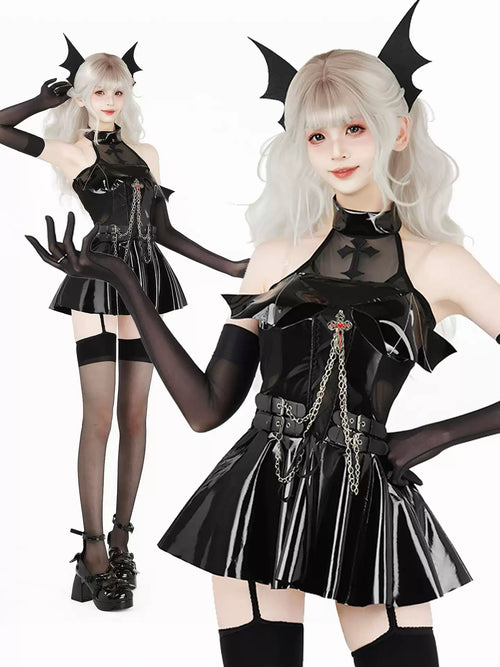 Night Abyss Leather Little Devil Costume - Sexy Halloween Costume BLESSSAFE