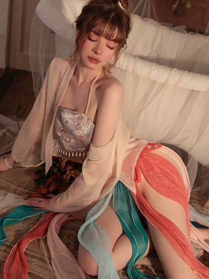 4 Pieces Sexy Geisha Costume - Traditional Anime Kimono Uniform Set Blesssafe