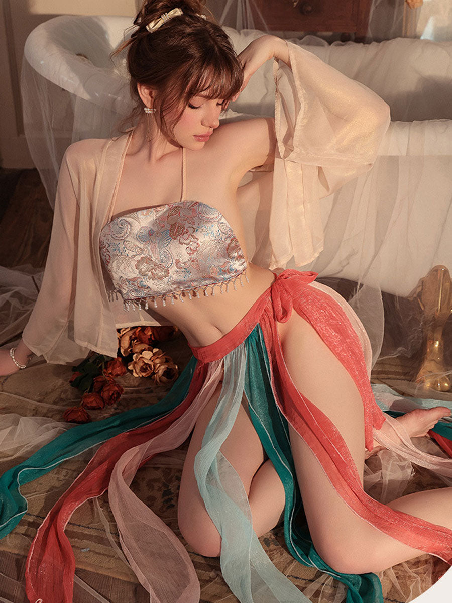 4 Pieces Sexy Geisha Costume - Traditional Anime Kimono Uniform Set Blesssafe