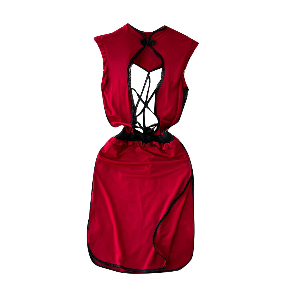 Sexy Cheongsam Lingerie Crisscross Cut Out Cosplay Underwear Chineses Qipao Costume Blesssafe