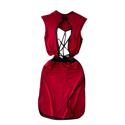 Sexy Cheongsam Lingerie Crisscross Cut Out Cosplay Underwear Chineses Qipao Costume Blesssafe