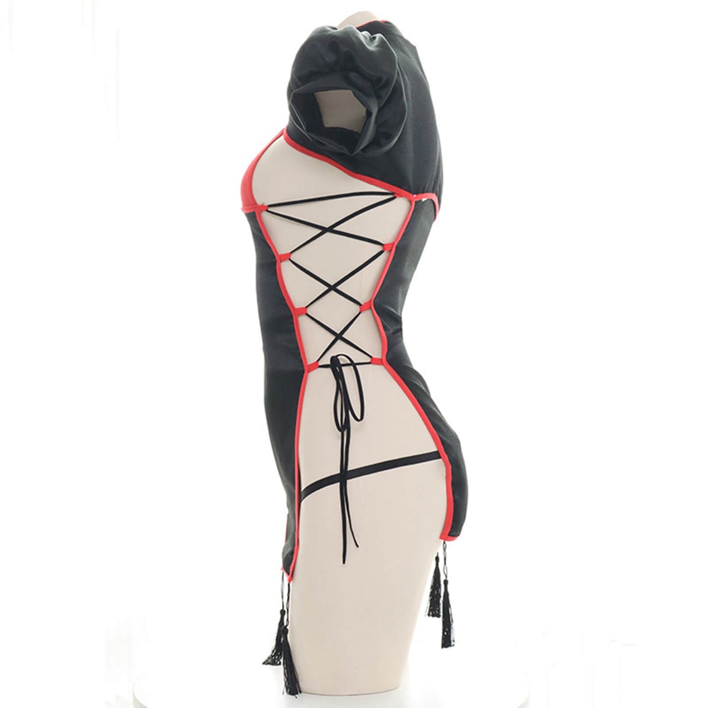Chinese Classical Cheongsam Lingerie Dress High Split Side Straps Cosplay Outfit Blesssafe