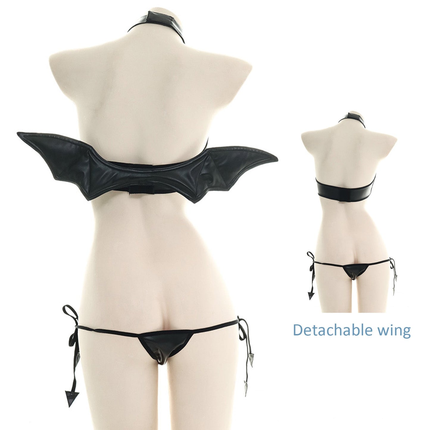 Black Latex Lingerie Succubus Cosplay