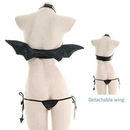Black Latex Lingerie Succubus Cosplay