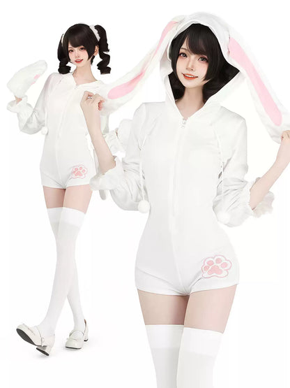 Velvet Furry Bunny Bodysuit Loungewear - Roleplay Costumes BLESSSAFE