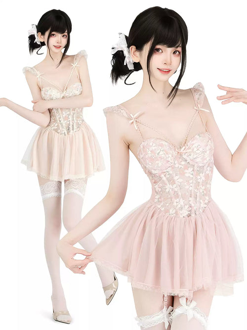 Sweetheart French Corset Underwire Nightgown - Sexy Bedroom Outfits BLESSSAFE