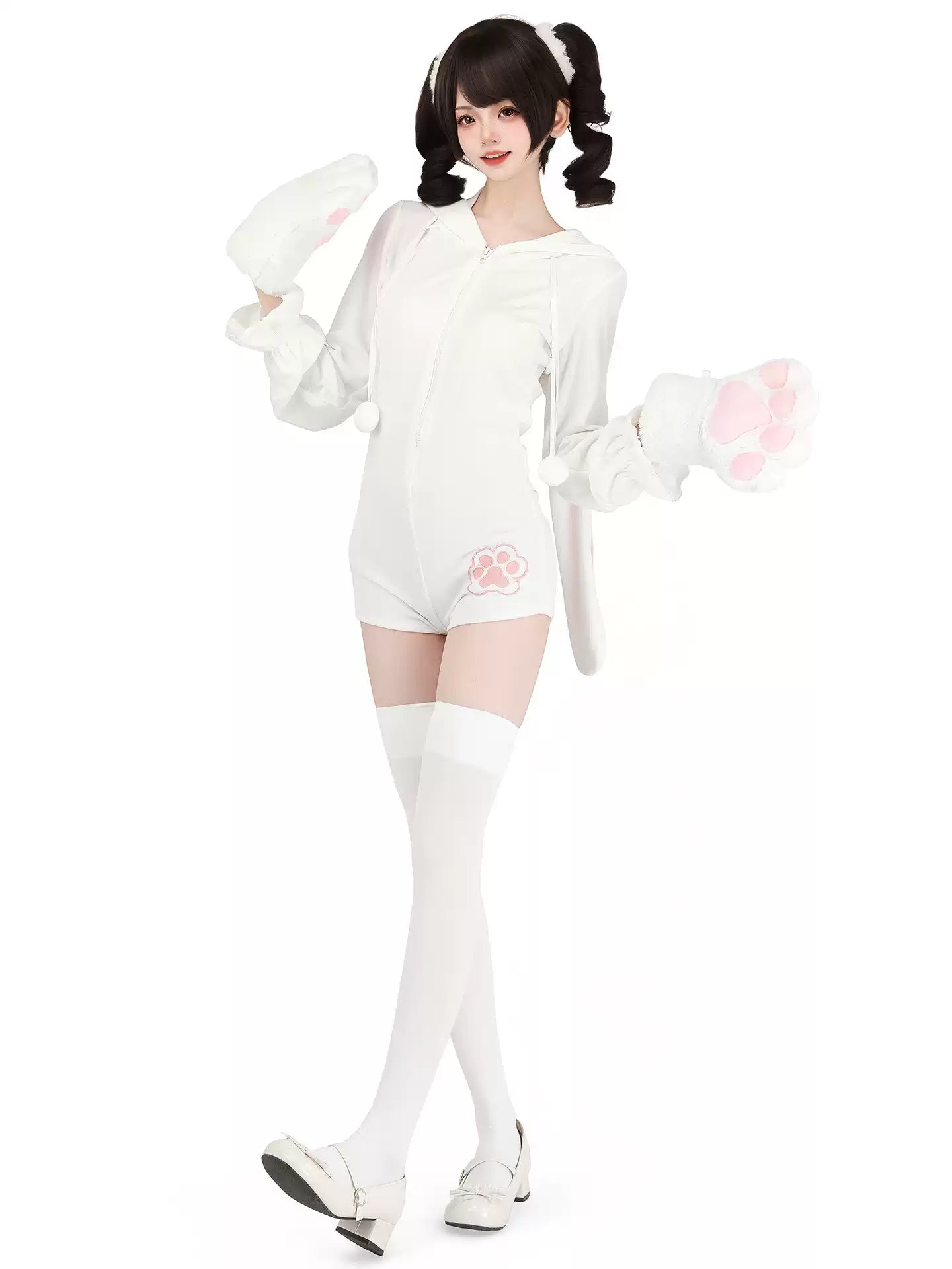 Velvet Furry Bunny Bodysuit Loungewear - Roleplay Costumes BLESSSAFE