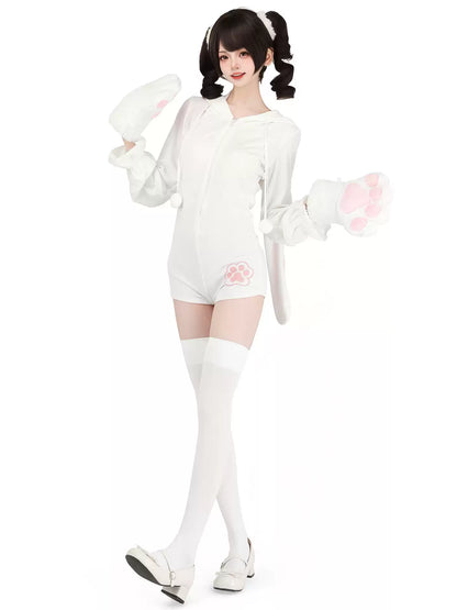 Velvet Furry Bunny Bodysuit Loungewear - Roleplay Costumes BLESSSAFE