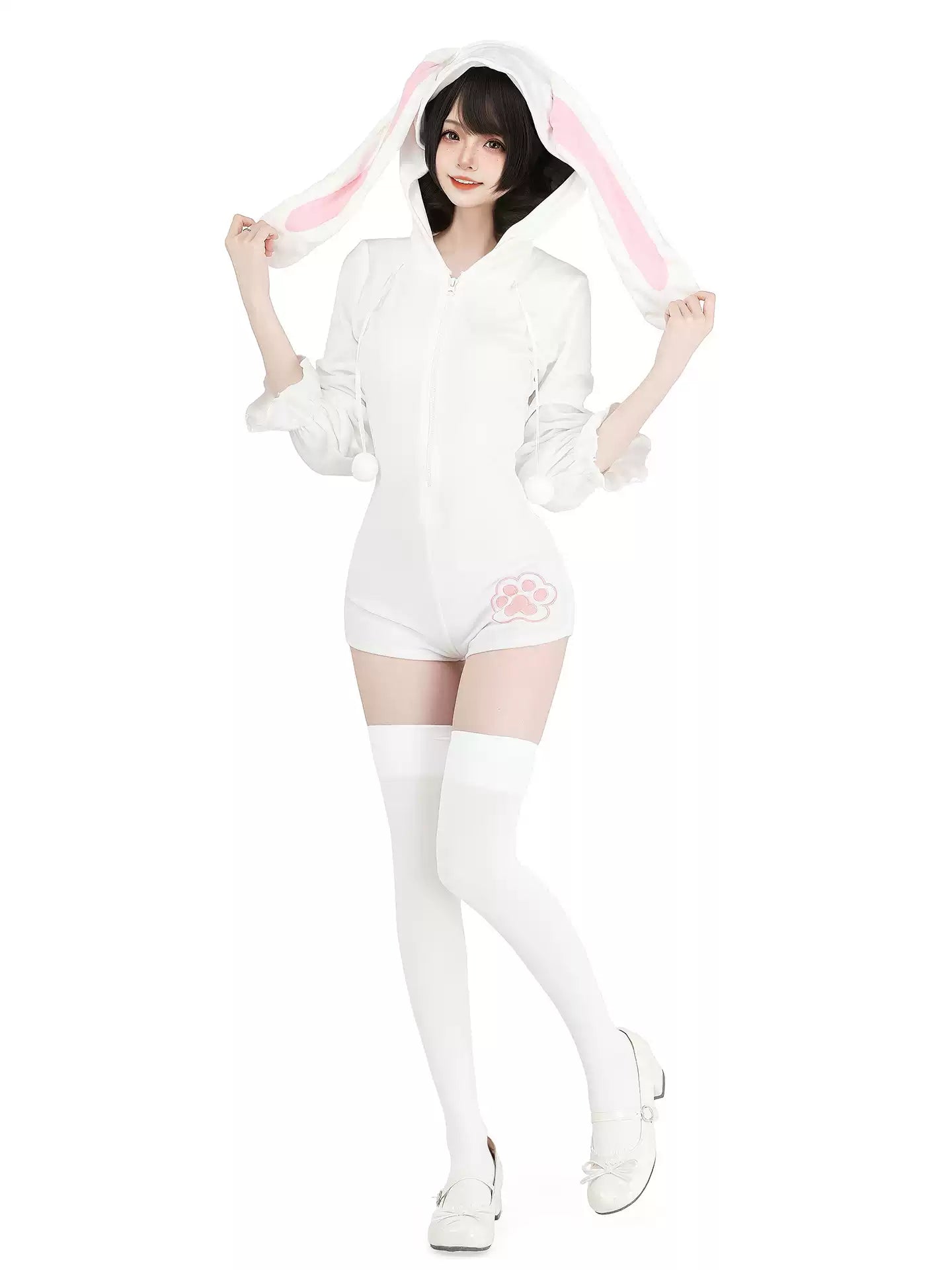 Velvet Furry Bunny Bodysuit Loungewear - Roleplay Costumes BLESSSAFE