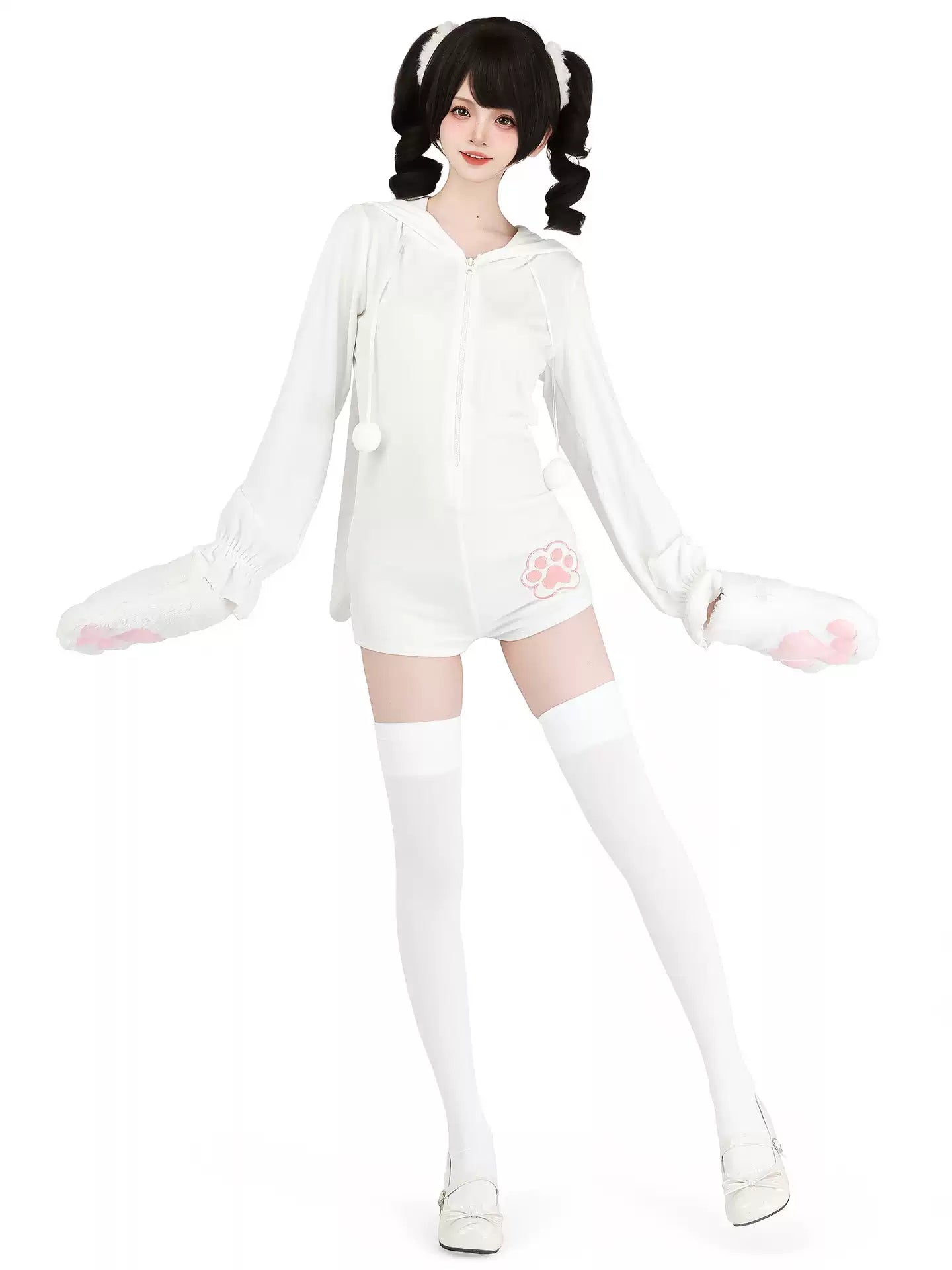 Velvet Furry Bunny Bodysuit Loungewear - Roleplay Costumes BLESSSAFE