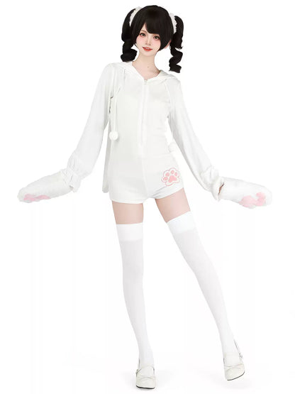Velvet Furry Bunny Bodysuit Loungewear - Roleplay Costumes BLESSSAFE