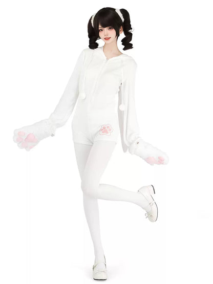 Velvet Furry Bunny Bodysuit Loungewear - Roleplay Costumes BLESSSAFE