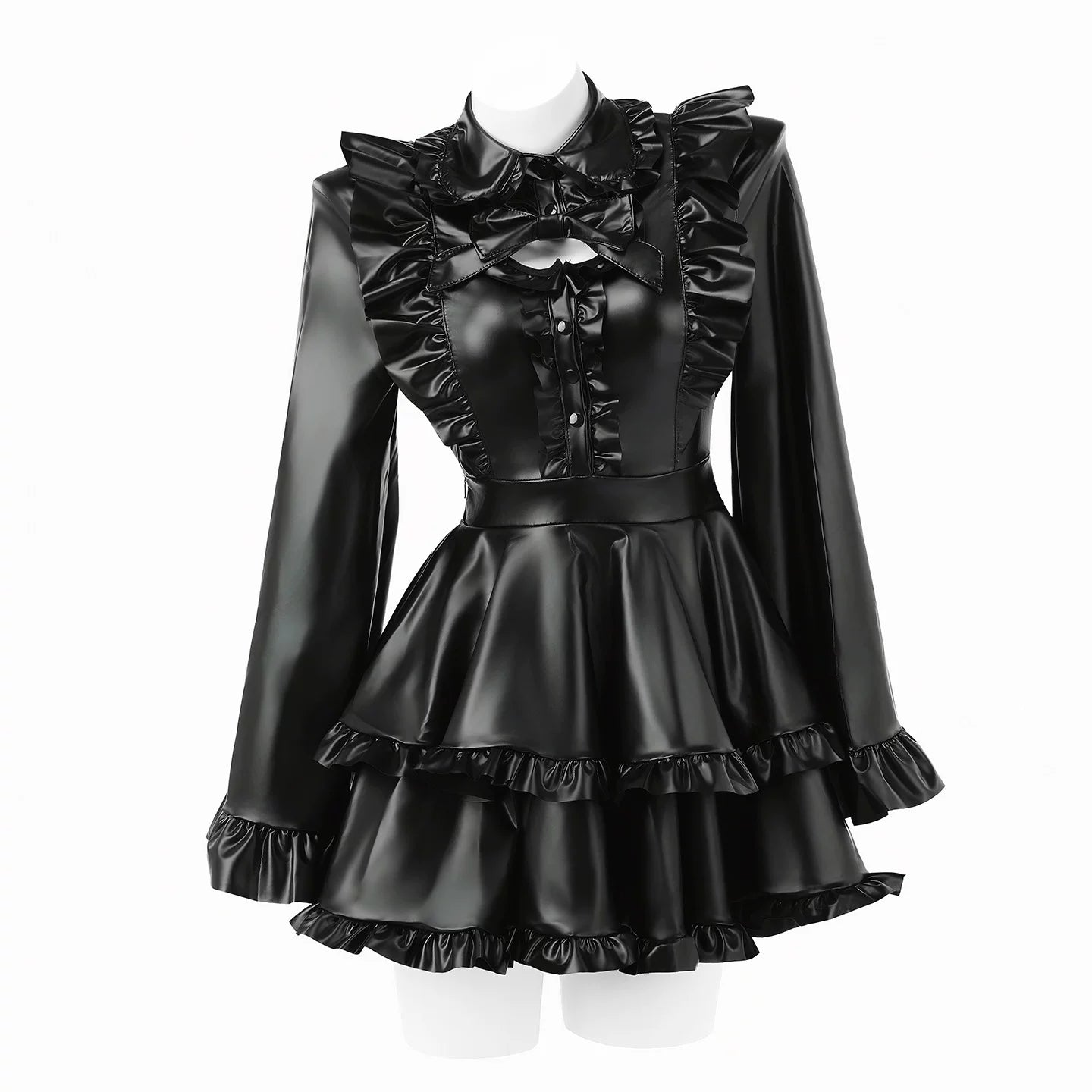 Midnight Sorceress Leather Elastic Maid Dress - Roleplay Costumes BLESSSAFE