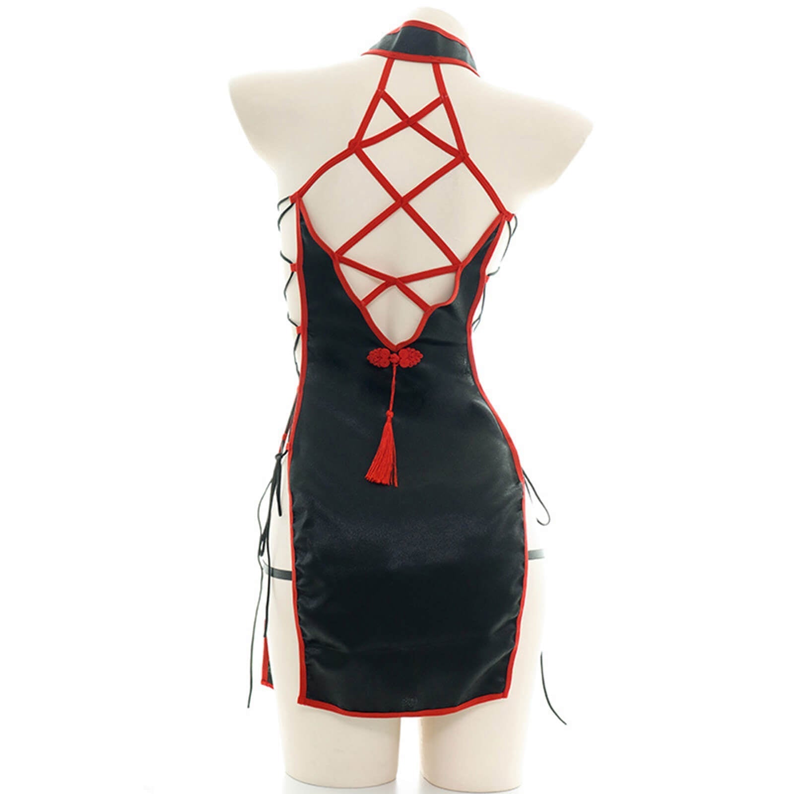 Sexy Chinese Strap Hollow Cheongsam Dress Anime Cosplay Lingerie Traditional Qipao Babydoll Blesssafe