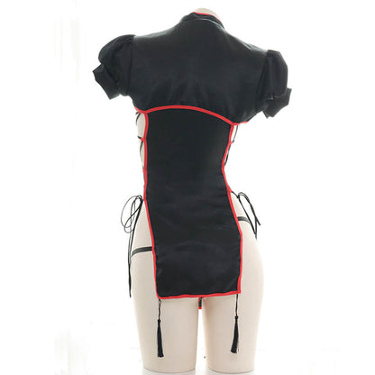 Chinese Classical Cheongsam Lingerie Dress High Split Side Straps Cosplay Outfit Blesssafe