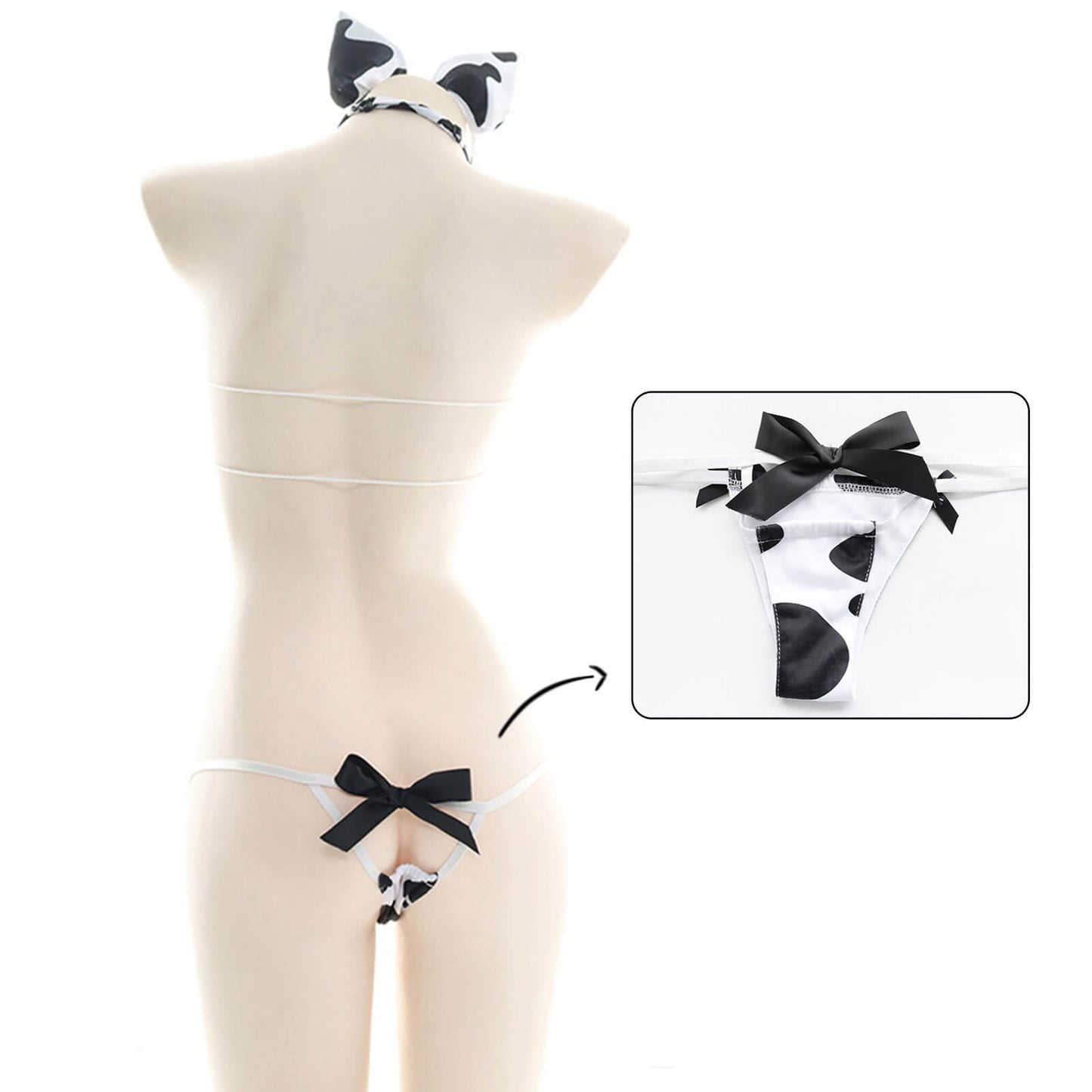 Cow Print Square Anime Lingerie Lolita Japanese Cosplay Bikini Costume Set Blesssafe
