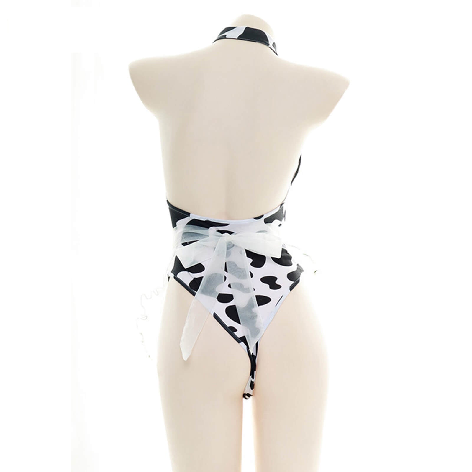 Sexy Cow Print Maid Anime Lingerie Lolita Japanese Hollow Out Cosplay Costume Blesssafe