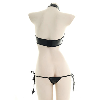 Black Latex Lingerie Succubus Cosplay