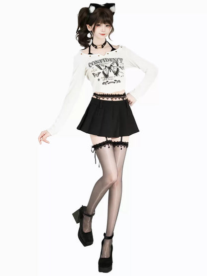 Glazed Ribbon 3D Oil-Shiny Thigh High Stockings - Exotic Wear BLESSSAFE