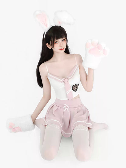 Preppy Otaku Schoolgirl Cami & Skirt Set - Pajamas BLESSSAFE