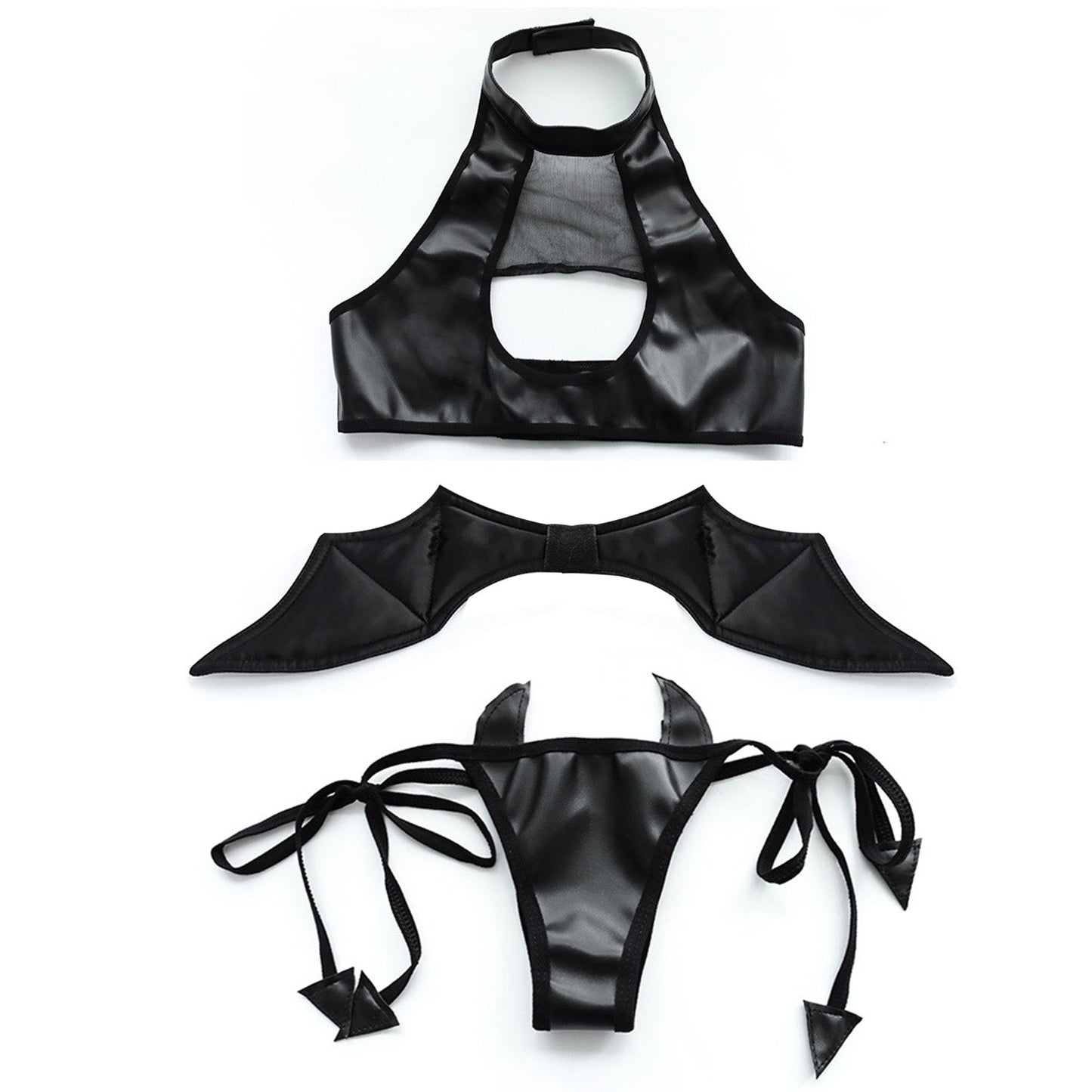 Black Latex Lingerie Succubus Cosplay