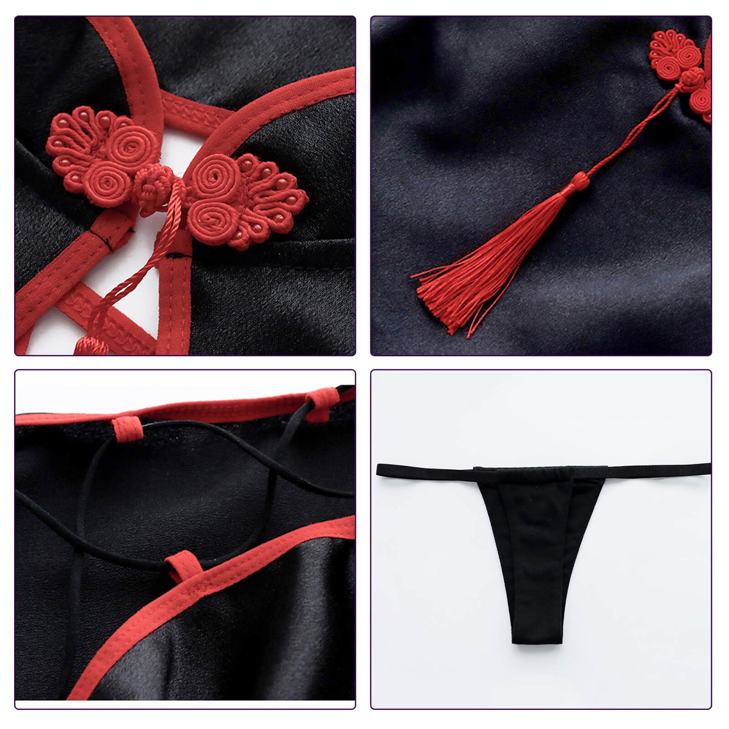 Sexy Chinese Strap Hollow Cheongsam Dress Anime Cosplay Lingerie Traditional Qipao Babydoll Blesssafe