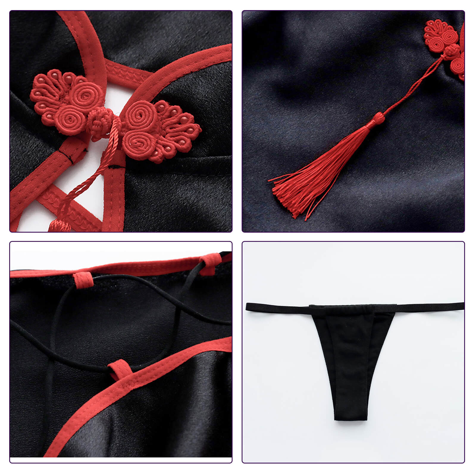 Sexy Chinese Strap Hollow Cheongsam Dress Anime Cosplay Lingerie Traditional Qipao Babydoll Blesssafe