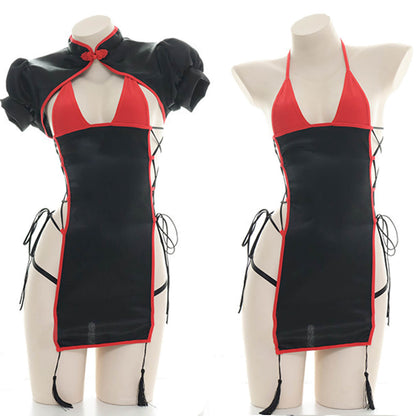 Chinese Classical Cheongsam Lingerie Dress High Split Side Straps Cosplay Outfit Blesssafe