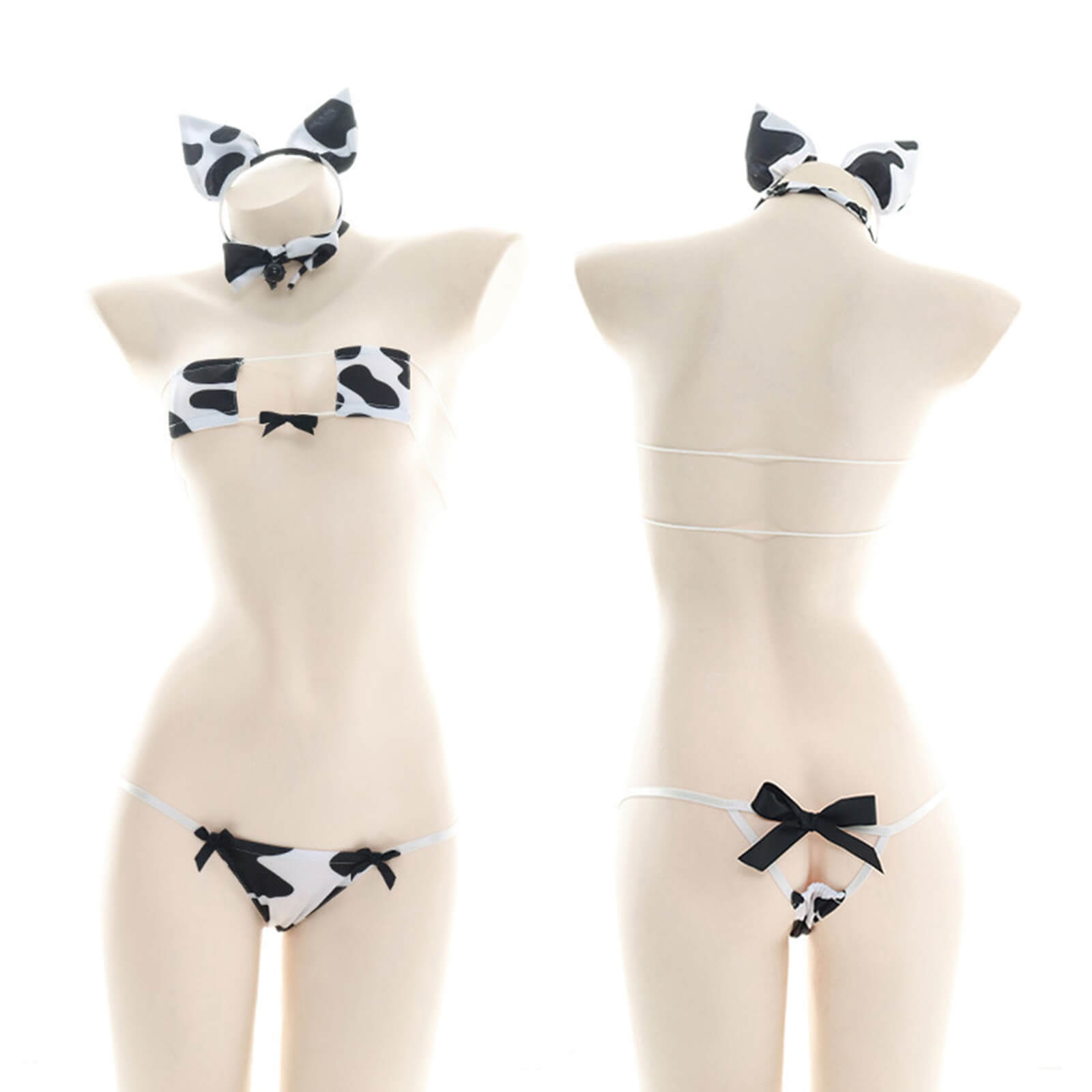 Cow Print Square Anime Lingerie Lolita Japanese Cosplay Bikini Costume Set Blesssafe