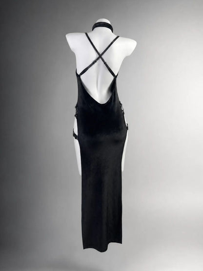Velvet Gothic Chinese Style Dress - Dark Alternative Qipao Outfit Blesssafe