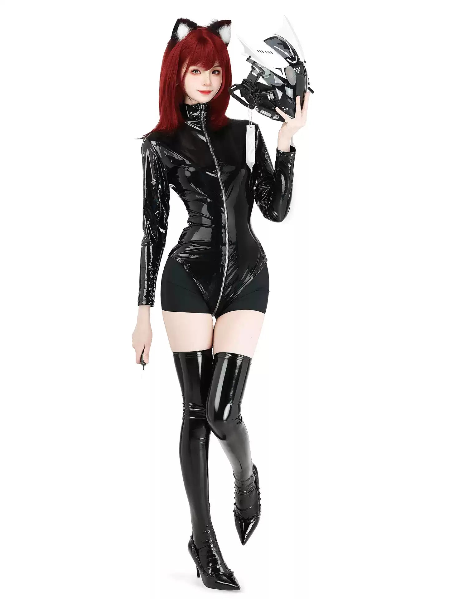 Moonlight Witch Iridescent Leather Catsuit - Club Outfits BLESSSAFE