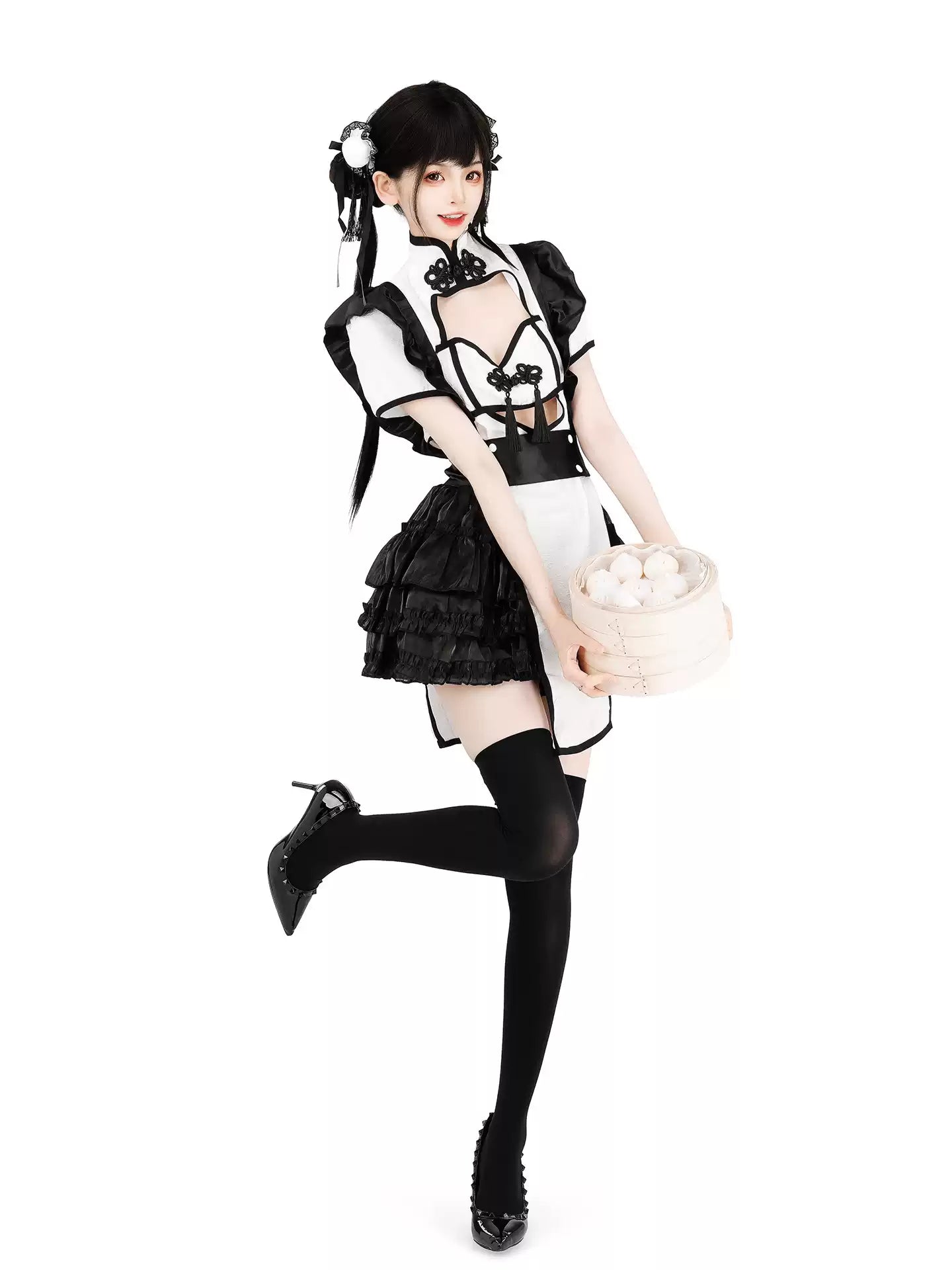Panda Chef Cheongsam Maid Skirt Set - Roleplay Costumes BLESSSAFE