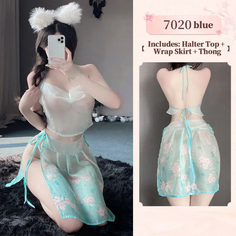 Oriental Blossom Mesh Lingerie blesssafe
