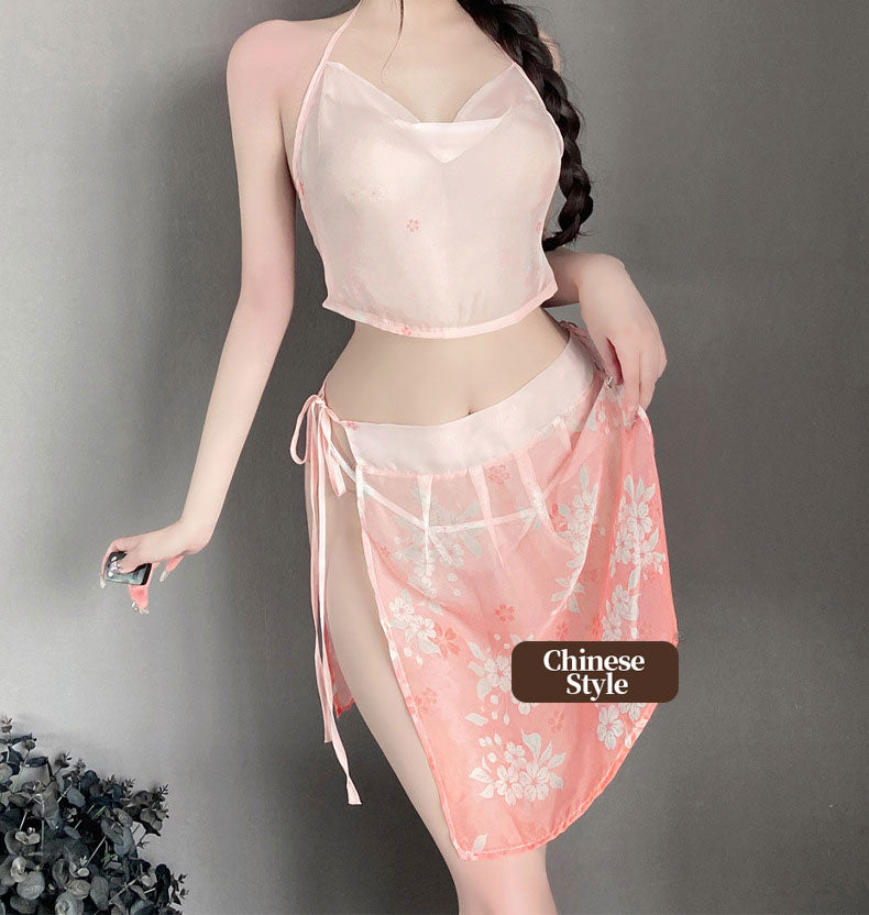 Oriental Blossom Mesh Lingerie blesssafe