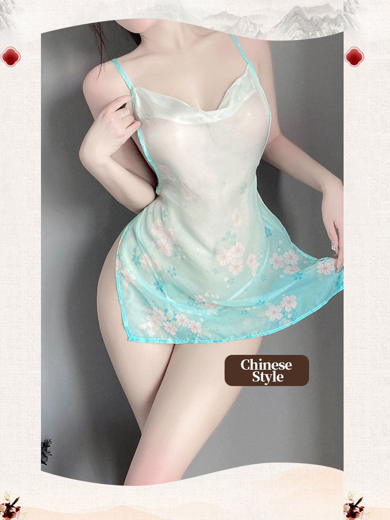 Oriental Sheer Mini Dress Set blesssafe